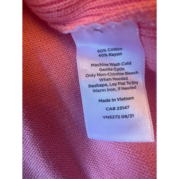 Talbots Petite Pink Cotton Blend Cardigan Sweater XLP Preppy Old Money - Picture 6 of 7